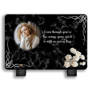 Plaque Funéraire Rose Blanche