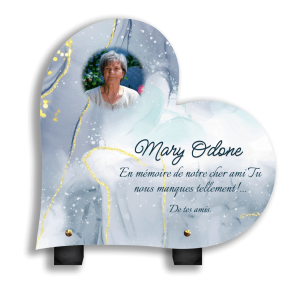 Plaque Funéraire Bleue avec Paillettes Dorées