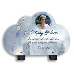 Plaque Funéraire Bleue avec Paillettes Dorées