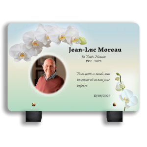 Plaque Funéraire Fleurs Blanches