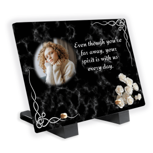 Plaque Funéraire Rose Blanche