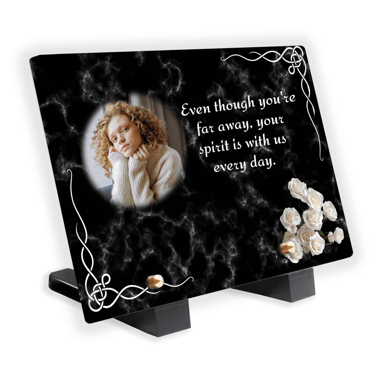 Plaque Funéraire Rose Blanche