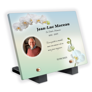 Plaque Funéraire Fleurs Blanches