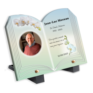 Plaque Funéraire Fleurs Blanches