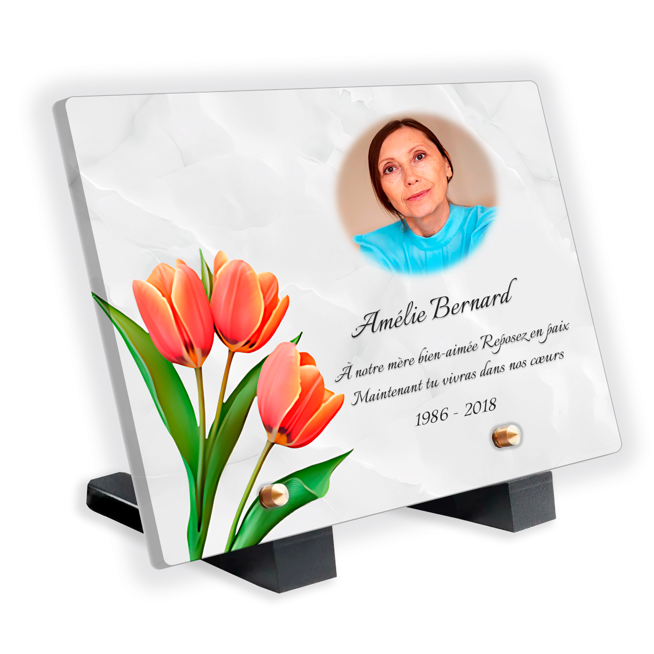 Plaques Funéraires Roses Orangées