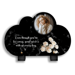 Plaque Funéraire Rose Blanche