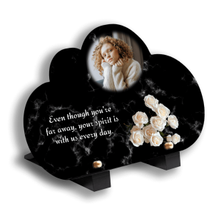 Plaque Funéraire Rose Blanche