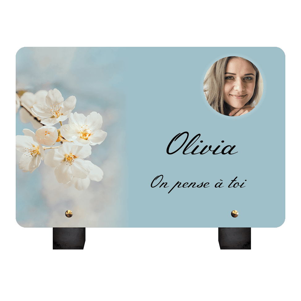Plaque Funéraire Fleurs de Cerisier